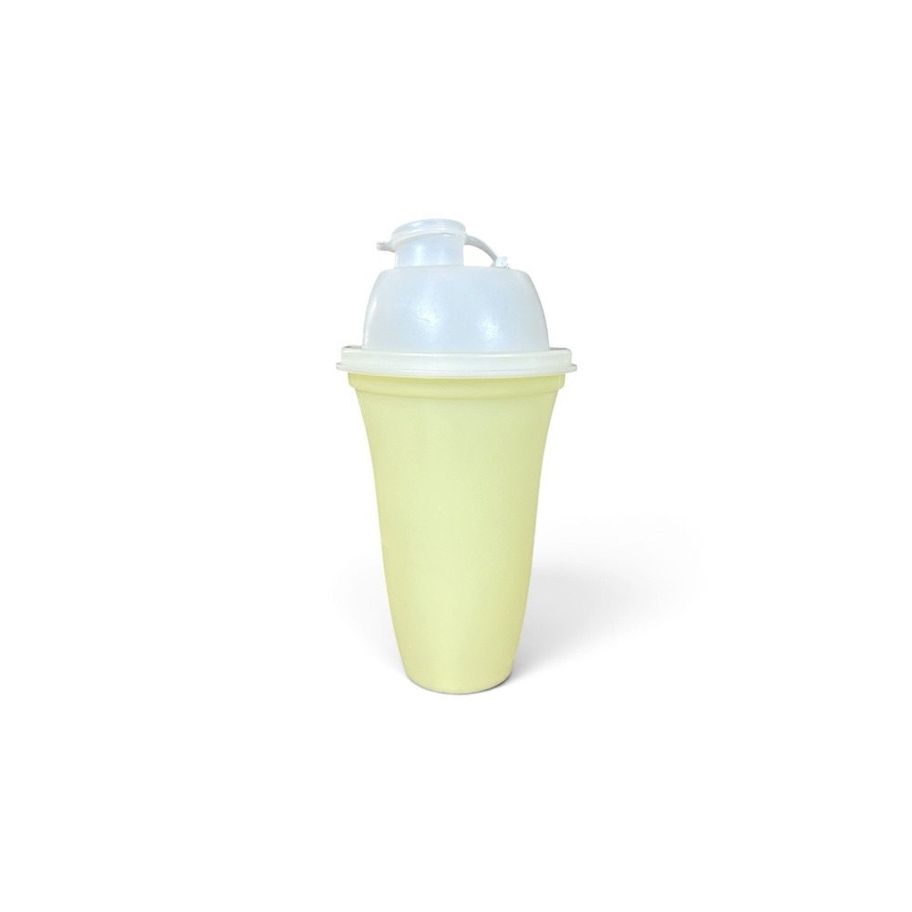 Vintage Tupperware Yellow Mixer Shaker Cup 16oz 844-4 with Clear Lid And Cap